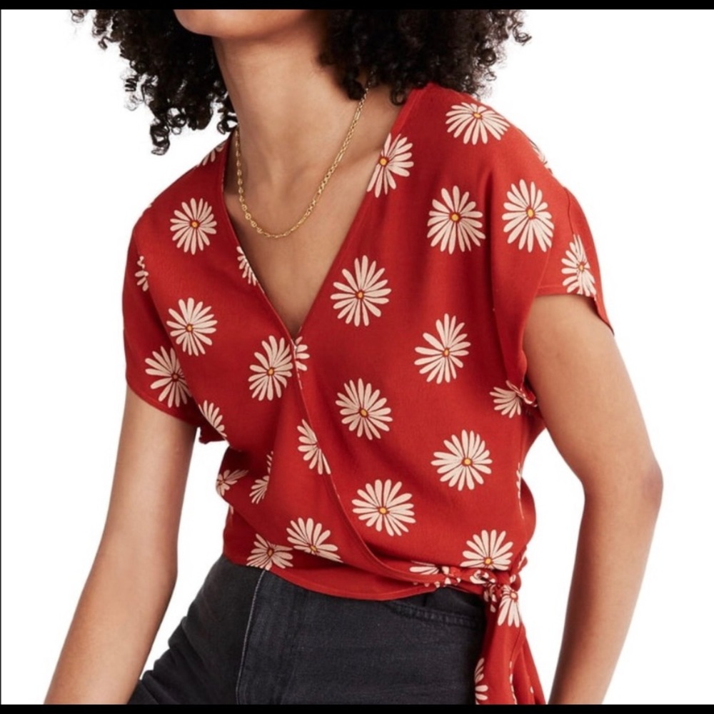 Madewell daisy red wrap top
